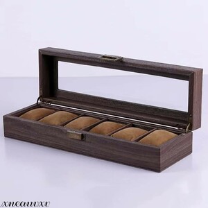  wood grain . stylish watch case wristwatch 6ps.@ storage several wooden layout accessory collection box wood storage case 