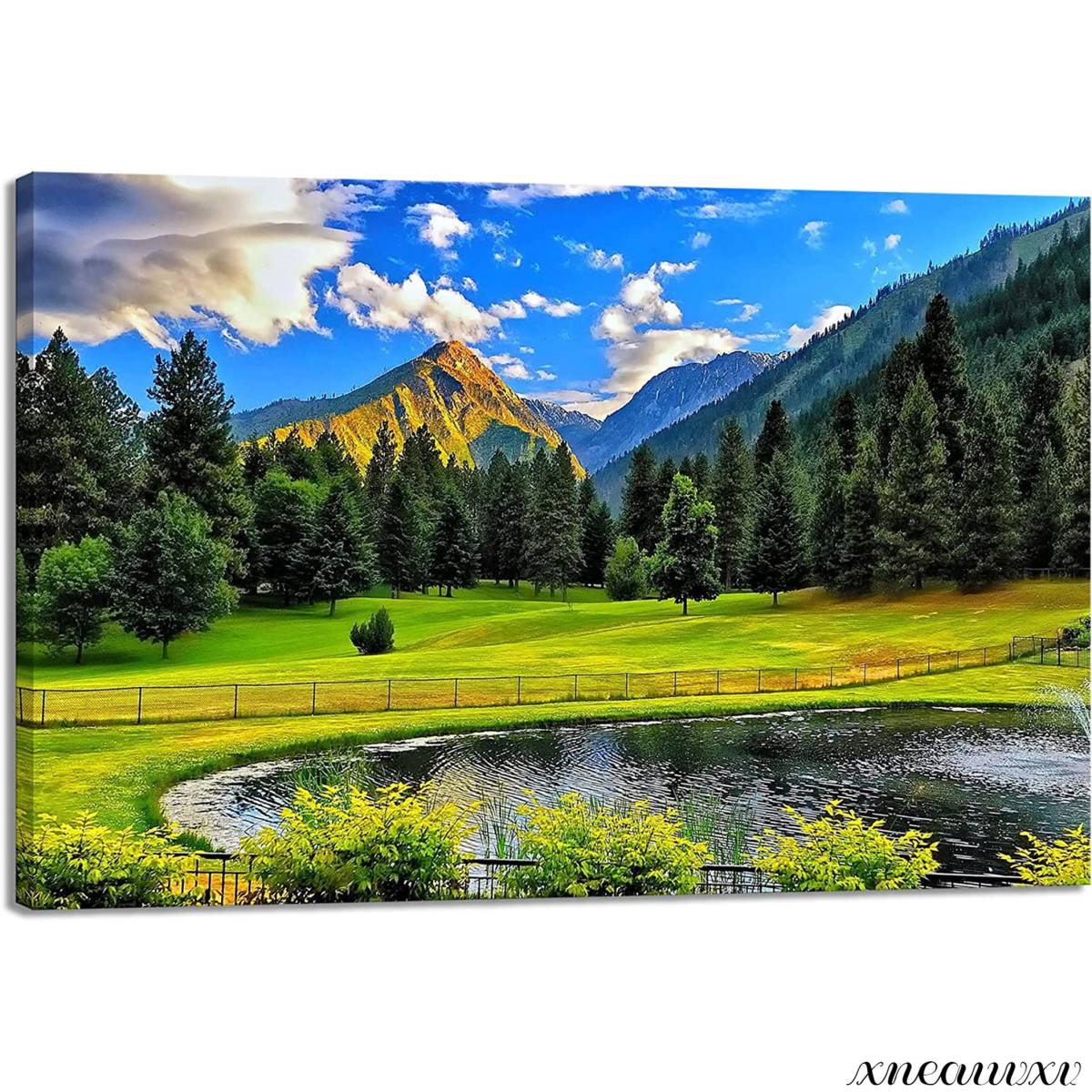 Magnificent scenery, art panel, nature, pond, interior, wall hanging, room decoration, decorative painting, canvas, painting, stylish, good luck, overseas, art, appreciation, redecoration, Artwork, Painting, graphic