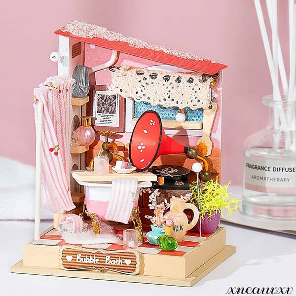 おしゃれな ドールハウス ピンク ミニチュア 人形 お家 おままごと 組み立て プレゼント 模型 おもちゃ