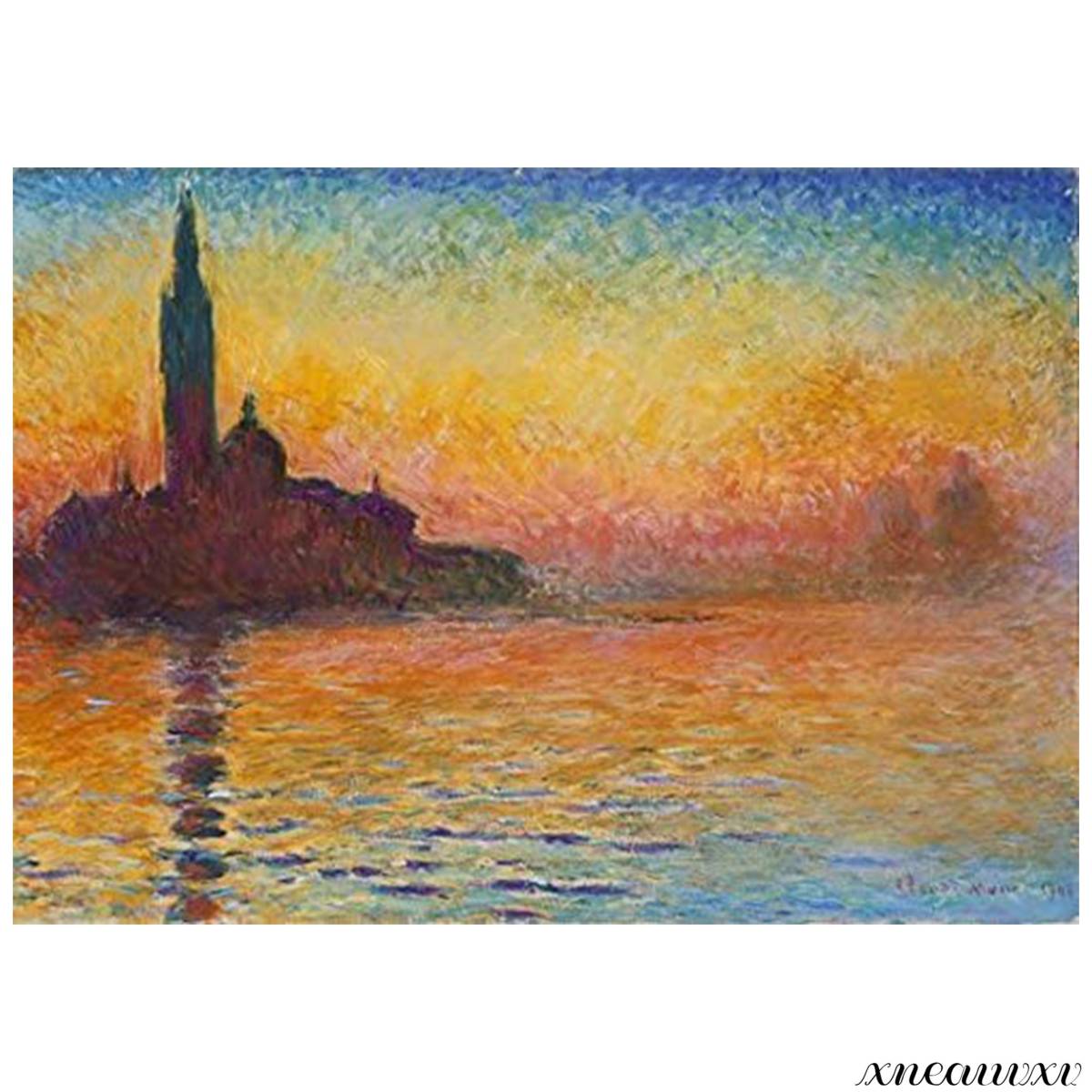 Monet's Twilight in Venice Art Panel Reproduction Interior Landscape Wall Hanging Room Decoration Decoration Canvas Painting Stylish Good Luck Overseas Art Appreciation Redecoration, Painting, Oil painting, Nature, Landscape painting