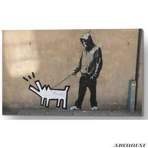 Art hand Auction バンクシー アートパネル 散歩 落書き 模写 インテリア 壁掛け BANKSY 装飾画 キャンバス 絵画 おしゃれ モダン ストリートアート, 美術品, 絵画, アクリル, ガッシュ