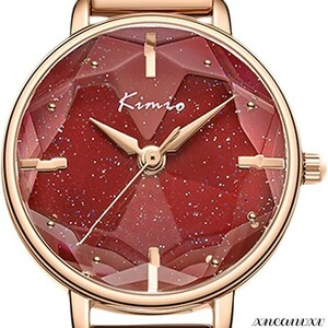 立体鏡面 腕時計 星の光 ブレスレット式 レッド レディース クオーツ 高品質 おしゃれ アナログ 女性 腕時計 ウォッチ プレゼント