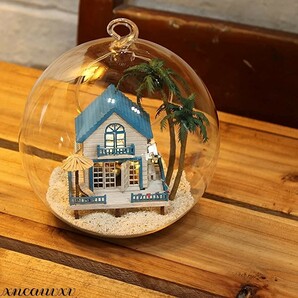 ガラスドーム ドールハウス ミニチュア LEDライト ハウス 人形 お家 おままごと 組み立て プレゼント 模型 おもちゃ