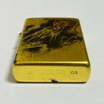 【中古品】ZIPPO ジッポー 純金箔張り 墨絵龍 2003年 ライター_画像6