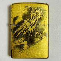 【中古品】ZIPPO ジッポー 純金箔張り 墨絵龍 2003年 ライター_画像2