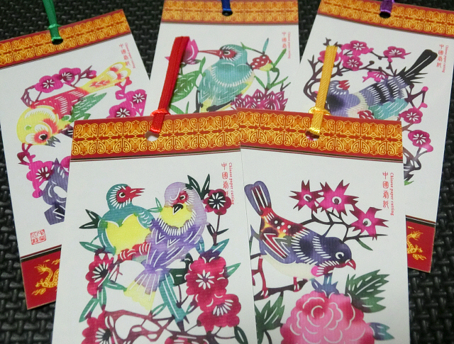 Buy it now Brand new ★ Chinese paper cutting (paper cutting) / bird and flower 5-piece set Bookmark size ★ Free shipping, artwork, painting, Hirie, Kirie