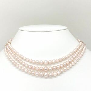 良質!!豪華!!《K14YG アコヤ本真珠3連ネックレス》3.5-6.5mm珠 34.8g 38.0cm ベビーパール baby pearl necklace EA4