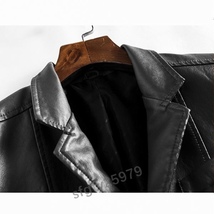 J340☆新品レザージャケット メンズ テーラードジャケット ビジネスコート ブルゾン ワインレッド お色サイズ選択 Lサイズ_画像3