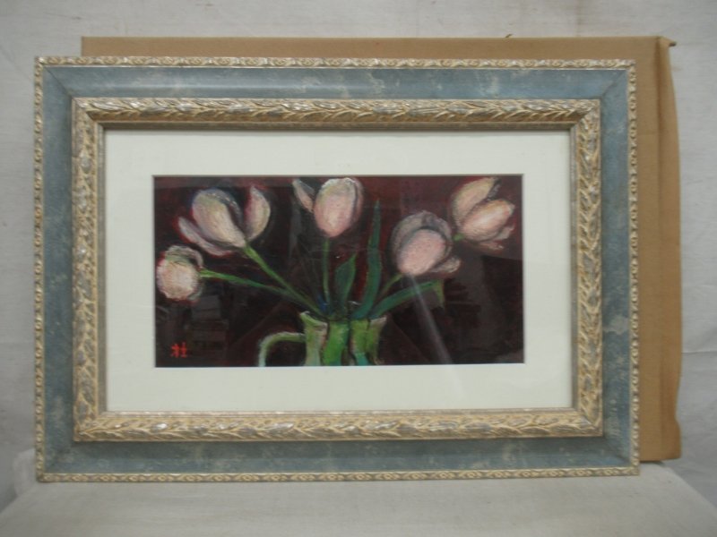 についての ヤフオク! 『 春の花(F4号) 』 油絵 - 野村正明 ピンク