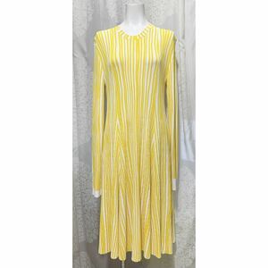  Calvin Klein spring summer livu knitted long One-piece yellow color #S,,