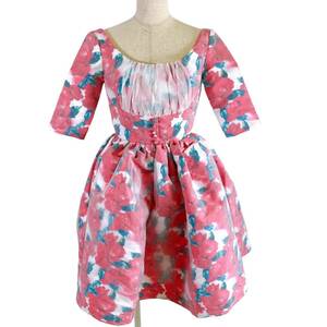 m270 昭和レトロ レトロ ヴィンテージ アンティーク ワンピース 花柄 ドレス 衣装 フレアスカート ミニスカート ピンク 小さいサイズ XS