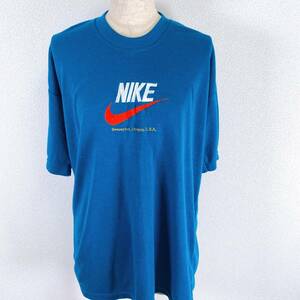km43 ヴィンテージ NIKE ナイキ オールド古着 半袖 Tシャツ 青 水色 ブルー オーバーサイズ XL相当