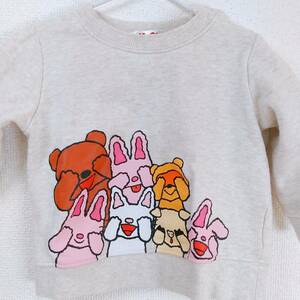 OS603【美品】子供服 サイズ80 のんたん プリント 裏起毛 トレーナー スウェット くま うさぎ ぶた たぬき 秋冬 お着替え 保育園 幼稚園