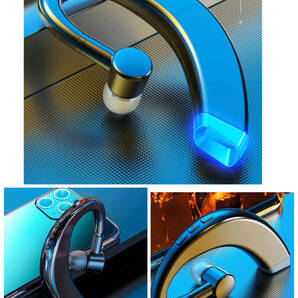 Bluetooth イヤホン ワイヤレスイヤホン 耳掛け型 イヤフォン イヤホンマイク 片耳 USB 充電 高音質 超軽量 テレワーク ブルーの画像3