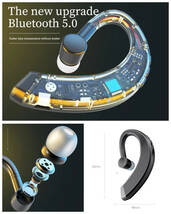 Bluetooth　イヤホン　ワイヤレスイヤホン 耳掛け型　イヤフォン イヤホンマイク 片耳　USB 充電 高音質 超軽量　テレワーク　ブルー_画像6
