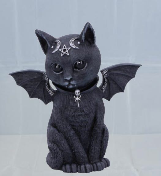 ミステリアス･キャット 黒魔術な猫 A オブジェ 置物 幸運の猫, ハンドメイド作品, インテリア, 雑貨, 置物, オブジェ