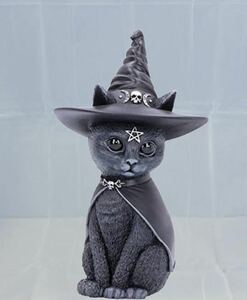 ミステリアス・キャット　黒魔術な猫　マジカルハット　オブジェ　置物