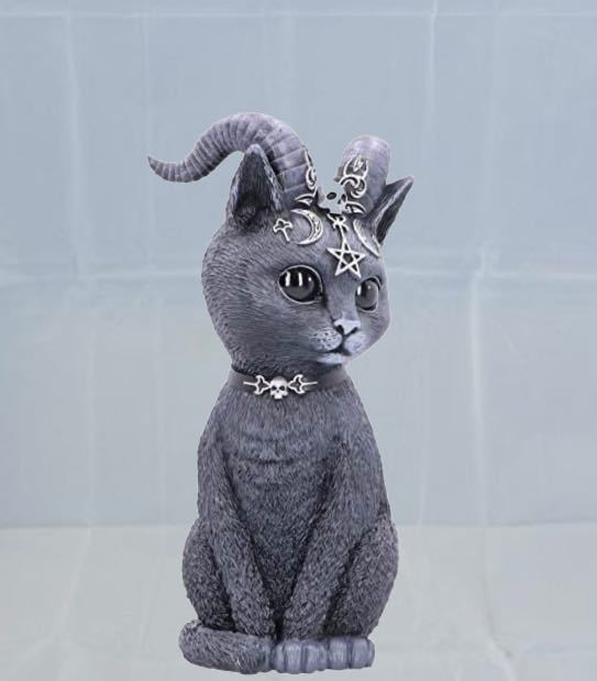 ミステリアス･キャット 黒魔術な猫 B オブジェ 置物 かわいい悪魔, ハンドメイド作品, インテリア, 雑貨, 置物, オブジェ