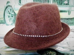  new goods Anne gola fur soft hat hat formal accessory chain belt attaching party for tea color Brown free shipping 