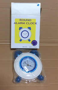 ラウンドアラームクロック 目覚まし時計 ブルー 水色 SW-214 ROUND ALARM CLOCK 非売品 新品 未使用　置時計　ウオッチ　