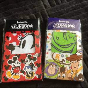  rare not for sale ROUND1 Disney Disney hand towel Minnie Mouse & Toy Story 2 pieces set 