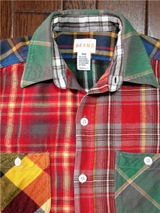  Beams Boy BEAMS BOYk Lazy check flannel shirt Vintage specification inset attaching search 40s 50s Work pi- Tarmac s