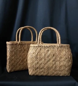 特別出品　国産蔓使用　サイズM 匠の技　職人手編み　網代編み　山葡萄籠バッグ　2点セット