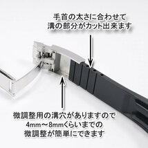 ロレックスにおすすめ！ バックル付きラバーベルト ブラック/YGコンビ 幅20mm オメガにも対応 _画像7