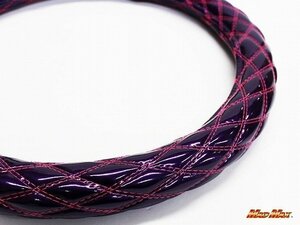 [ postage 800 jpy ] for truck goods domestic production enamel purple / pink double stitch steering wheel cover LM size / steering gear 