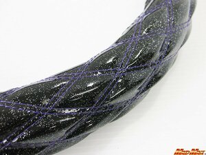 [ postage 800 jpy ] for truck goods domestic production lame black / purple double stitch steering wheel cover S size / steering gear 