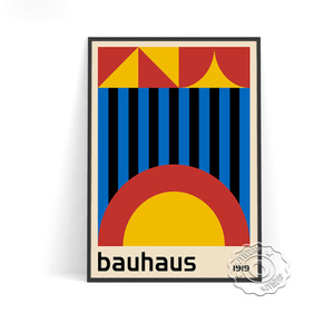  C1860 バウハウス Bauhaus 抽象 キャンバスアートポスター 50×70cm イラスト インテリア 雑貨 海外製 枠なし A