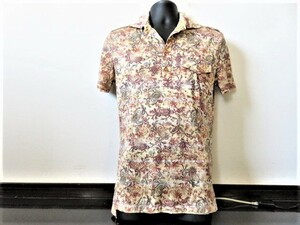 ■新品同様 上質美品 CLASS roberto cavalli クラスロベルトカヴァリ 高級 ペーズリー ストレッチ シャツ【46】S 送料185円 ベージュ W1096