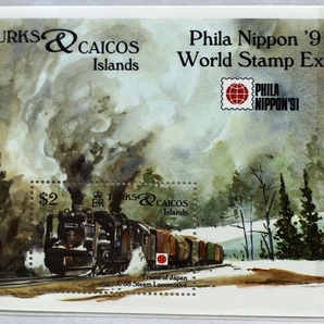 海外切手 タークス・カイコス諸島 鉄道切手 国鉄C５８形 １面シート １９９１年  F.1の画像1