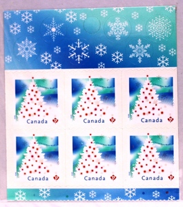 海外切手　カナダ　クリスマス切手　切手帳ペーン　シール切手　２００９年 F.1