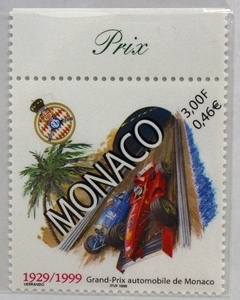 海外切手　自動車切手　モナコ　モナコグランプリ　１９９９年　　F.2