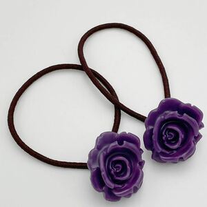 ヘアアクセサリー　ヘアゴム ファッション　髪飾り　ヘアーアクセサリー　花　紫　セット