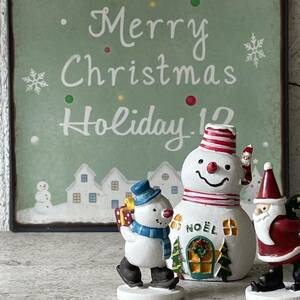 クリスマス サンタクロース オブジェ インテリア 雑貨 置物 プレートセット　スノーマン