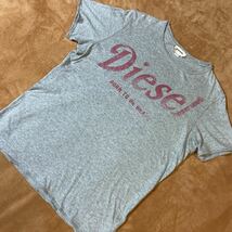 ディーゼル diesel ダメージ加工 ロゴ 半袖Tシャツ グレー系 サイズM 古着_画像2