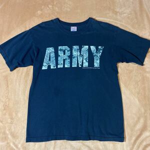 made in U.S.A. BAYSIDE ARMY ロゴ 半袖Tシャツ ブラック系 サイズM 古着