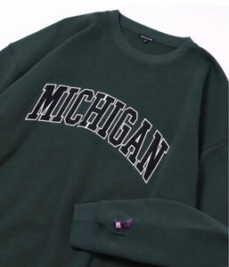 スウェット WEB限定 ビッグシルエット 刺繍カレッジロゴ クルーネックスウェット/MICHIGAN