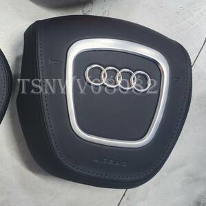 Audi A5 08-12 A6 C6 07-11 Q5 8R 2003-2013 Q8 4L 2006-2013 A3 06-14 A4 B7 B8 06-12 Blackいステッチ入りレザー Airbag Cover