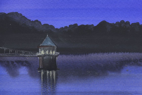 No. 8124 Lago Sayama de noche / Chihiro Tanaka (Acuarela de las Cuatro Estaciones) / Viene con un regalo, Cuadro, acuarela, Naturaleza, Pintura de paisaje