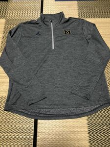 Nike Jordan Brand( Jordan )Michigan половина Zip рубашка с длинным рукавом серый US размер XL новый товар 
