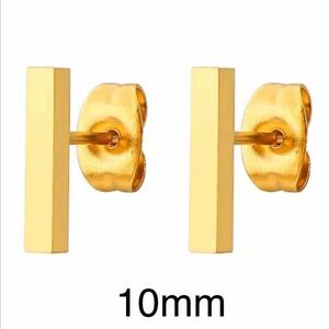 Новая нержавеющая сталь Прямоугольное пирсинг золото 10 мм унисекс антиаллергический 18 -кигп