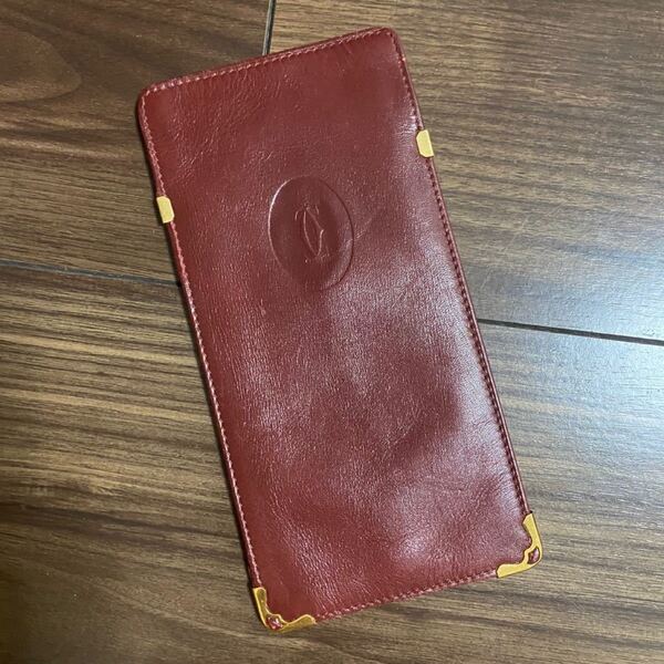 Cartier カルティエ メガネケース サングラスケース マストライン ボルドー×ゴールド