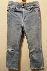 16刻印66前期70sビンテージLevi's517デニムW30ブーツカット42TALONシングル縦落ち美色アイスブルー米国製USA製インディゴ70年代フレアlevis