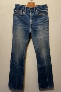 2刻印66後期ヒゲ78年80sビンテージLevi's517デニムW30ブーツカット激色インディゴ42TALONジップ内シングル米国製USA製ジーンズ80年代フレア