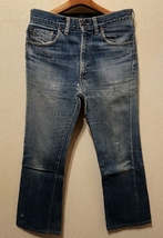 2刻印66前期74年70sビンテージLevi's517デニムW33ブーツカット美色インディゴ縦落ち42TALONジップ米国製USA製ジーンズ70年代フレア(ビッグe_画像1