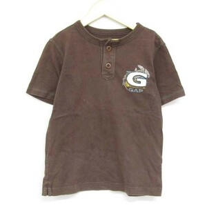 ギャップ ヘンリーネック 半袖Tシャツ ロゴプリント カットソー 男の子用 120サイズ 茶 キッズ 子供服 GAP