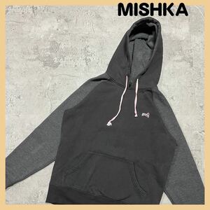 ミシカ MISHKA,MNWKA スウェットパーカー ストリート 刺繍ロゴ アンダーグラウンド フーディ プルオーバー ラグラン サイズM 玉FL1462